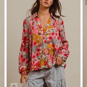 First Love Vibrant Floral Blouse